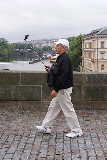 Selfie on Charles Bridge, Prague, the Czech Republic